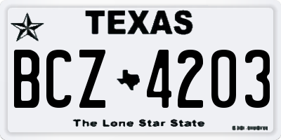 TX license plate BCZ4203