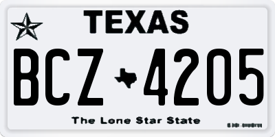 TX license plate BCZ4205