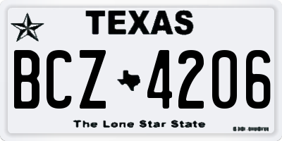 TX license plate BCZ4206