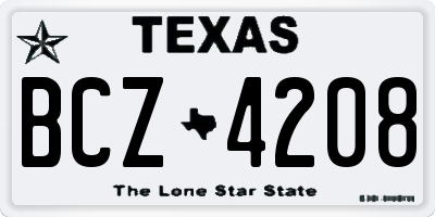 TX license plate BCZ4208
