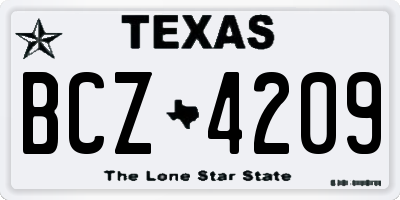 TX license plate BCZ4209