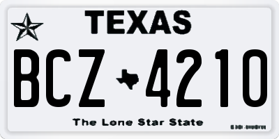 TX license plate BCZ4210