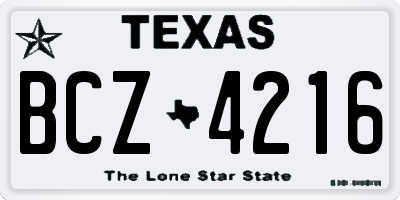 TX license plate BCZ4216