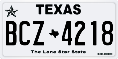 TX license plate BCZ4218