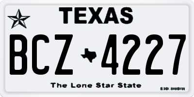 TX license plate BCZ4227