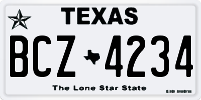 TX license plate BCZ4234