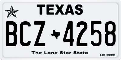 TX license plate BCZ4258