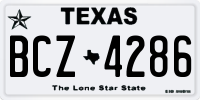 TX license plate BCZ4286