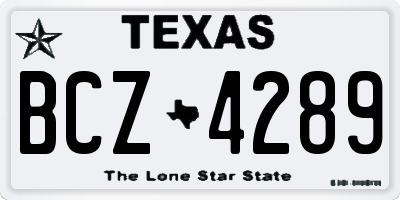 TX license plate BCZ4289