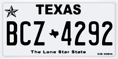 TX license plate BCZ4292