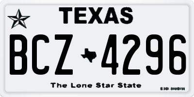 TX license plate BCZ4296