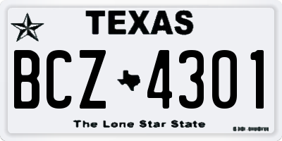 TX license plate BCZ4301
