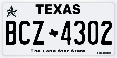 TX license plate BCZ4302