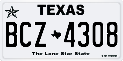 TX license plate BCZ4308