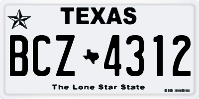 TX license plate BCZ4312