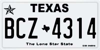 TX license plate BCZ4314