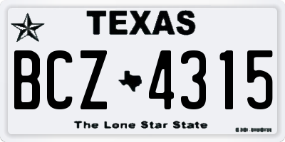 TX license plate BCZ4315