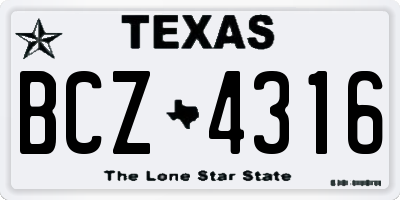 TX license plate BCZ4316
