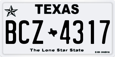 TX license plate BCZ4317