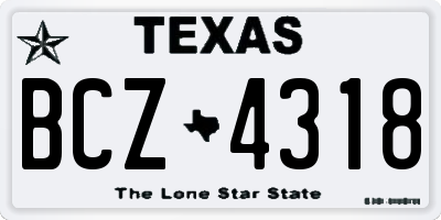 TX license plate BCZ4318