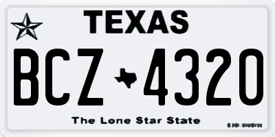 TX license plate BCZ4320