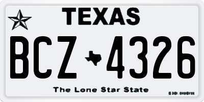 TX license plate BCZ4326
