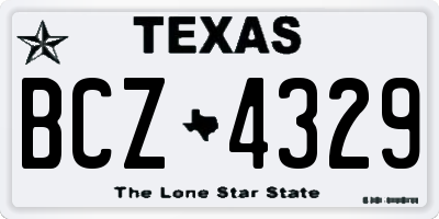 TX license plate BCZ4329