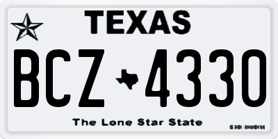 TX license plate BCZ4330