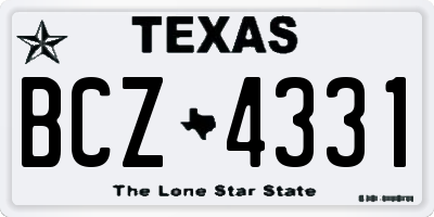 TX license plate BCZ4331