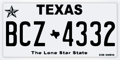 TX license plate BCZ4332