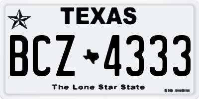 TX license plate BCZ4333
