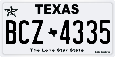 TX license plate BCZ4335