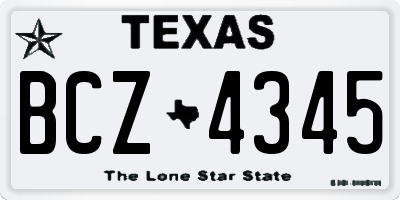 TX license plate BCZ4345