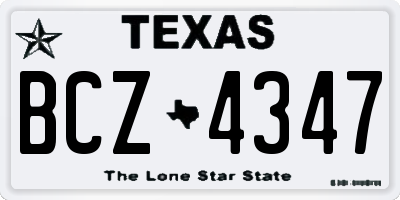 TX license plate BCZ4347