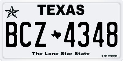 TX license plate BCZ4348