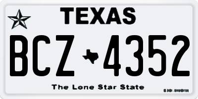 TX license plate BCZ4352