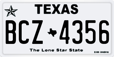 TX license plate BCZ4356