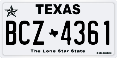 TX license plate BCZ4361