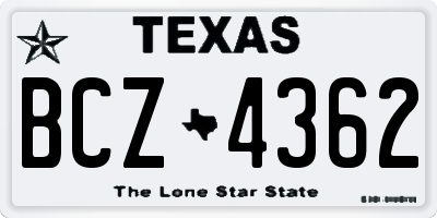 TX license plate BCZ4362