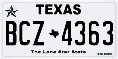 TX license plate BCZ4363