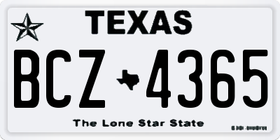 TX license plate BCZ4365