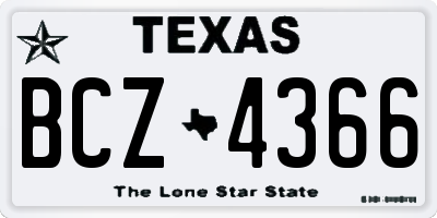 TX license plate BCZ4366