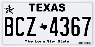 TX license plate BCZ4367