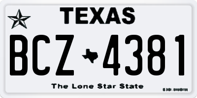 TX license plate BCZ4381