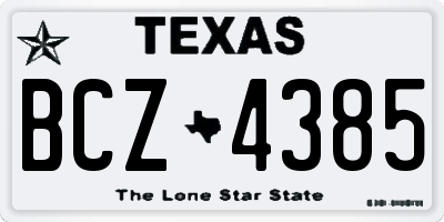 TX license plate BCZ4385