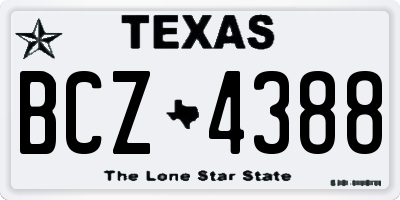 TX license plate BCZ4388