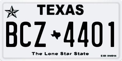 TX license plate BCZ4401