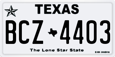 TX license plate BCZ4403