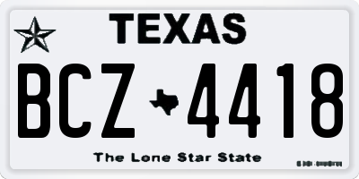TX license plate BCZ4418
