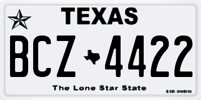 TX license plate BCZ4422